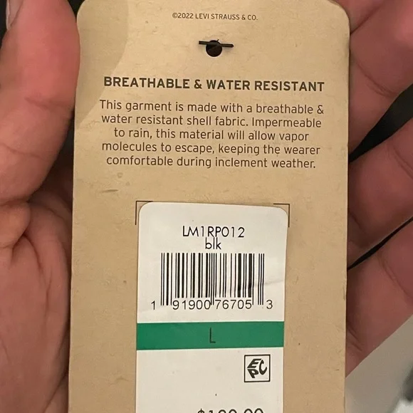 NEW NEVER WORN Black Levi Strauss Co. Coat with inner lining - Picture 5 of 9